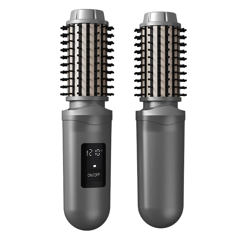 Portable Cordless Ionic Hot Comb, USB Rechargeable Hair Straightener Brush, 2 In 1 Curler Anti Damage Home Salon Styling Tool