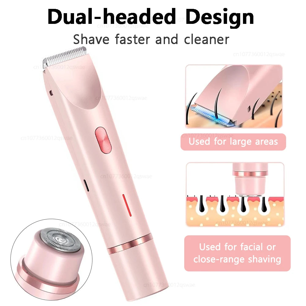 Electric Razors for Women 2 in 1 Electric Shaver for Pubic Hair Trimmer IPX7 Waterproof Wet&Dry Use Bikini Shaver for Body