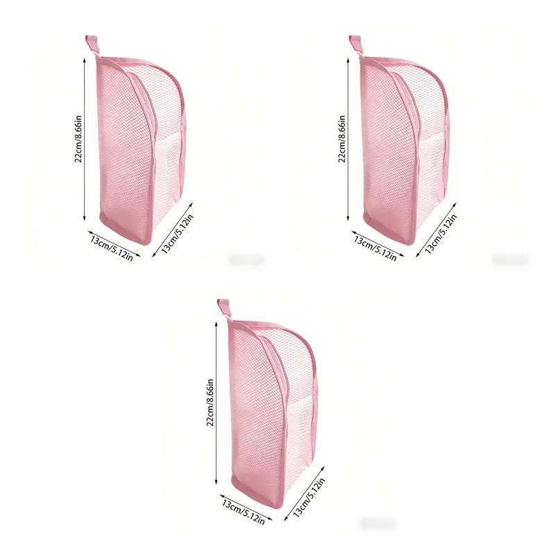 Portable Mesh Standing Toiletry Bag, Lightweight Foldable Clear Hanging Travel Organiser for Toothbrush & Travel