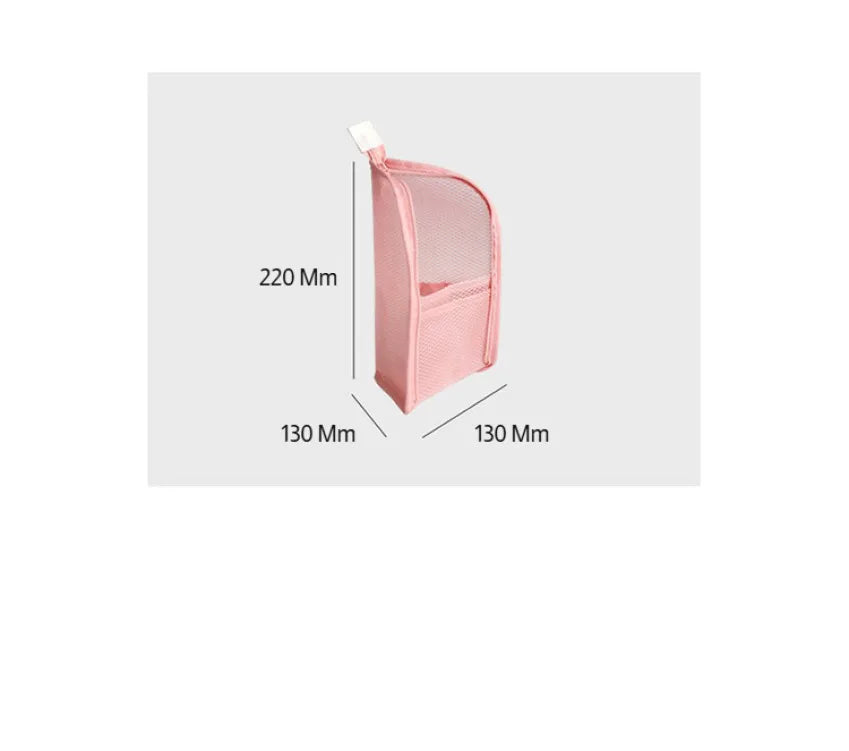 Portable Mesh Standing Toiletry Bag, Lightweight Foldable Clear Hanging Travel Organiser for Toothbrush & Travel