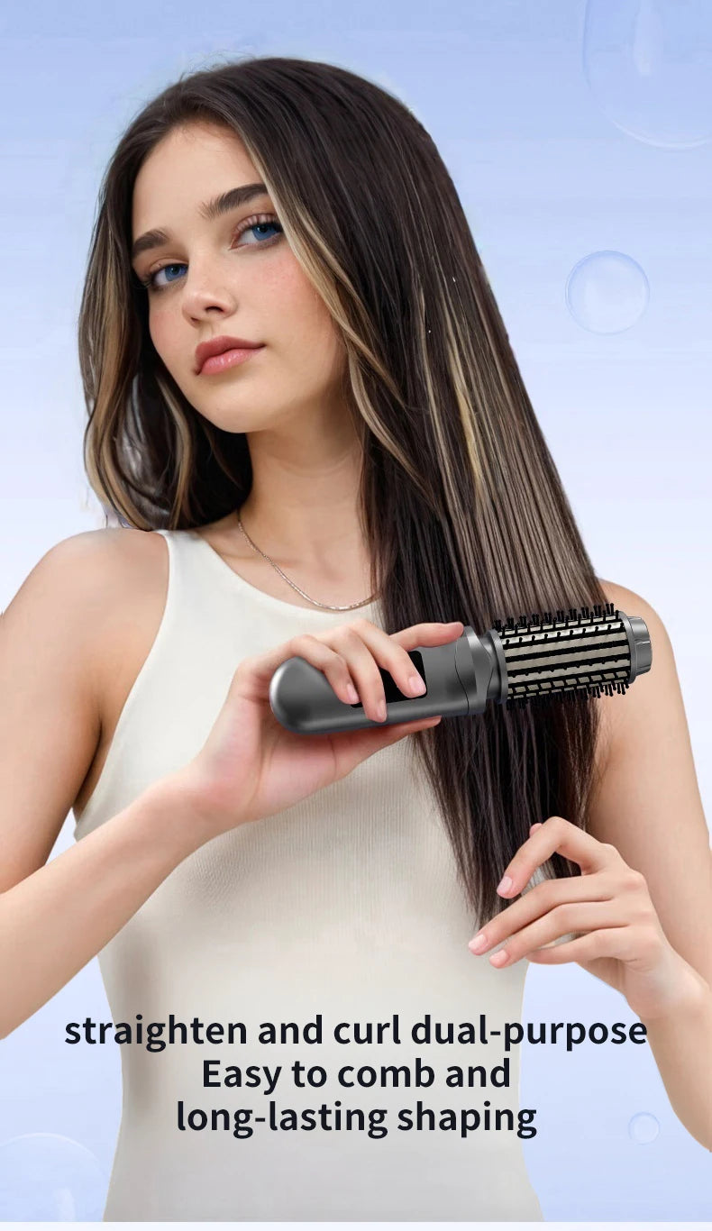 Portable Cordless Ionic Hot Comb, USB Rechargeable Hair Straightener Brush, 2 In 1 Curler Anti Damage Home Salon Styling Tool