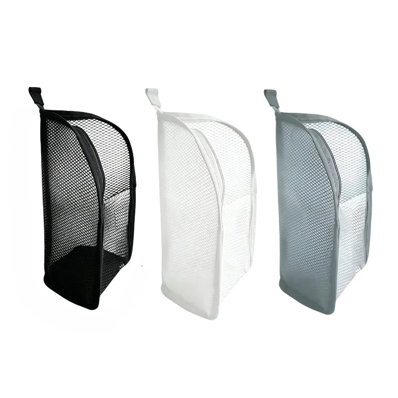 Portable Mesh Standing Toiletry Bag, Lightweight Foldable Clear Hanging Travel Organiser for Toothbrush & Travel