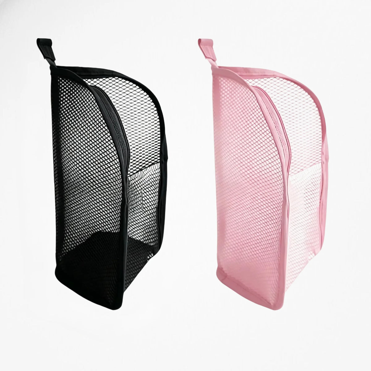 Portable Mesh Standing Toiletry Bag, Lightweight Foldable Clear Hanging Travel Organiser for Toothbrush & Travel