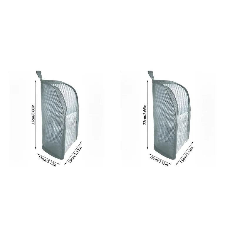 Portable Mesh Standing Toiletry Bag, Lightweight Foldable Clear Hanging Travel Organiser for Toothbrush & Travel