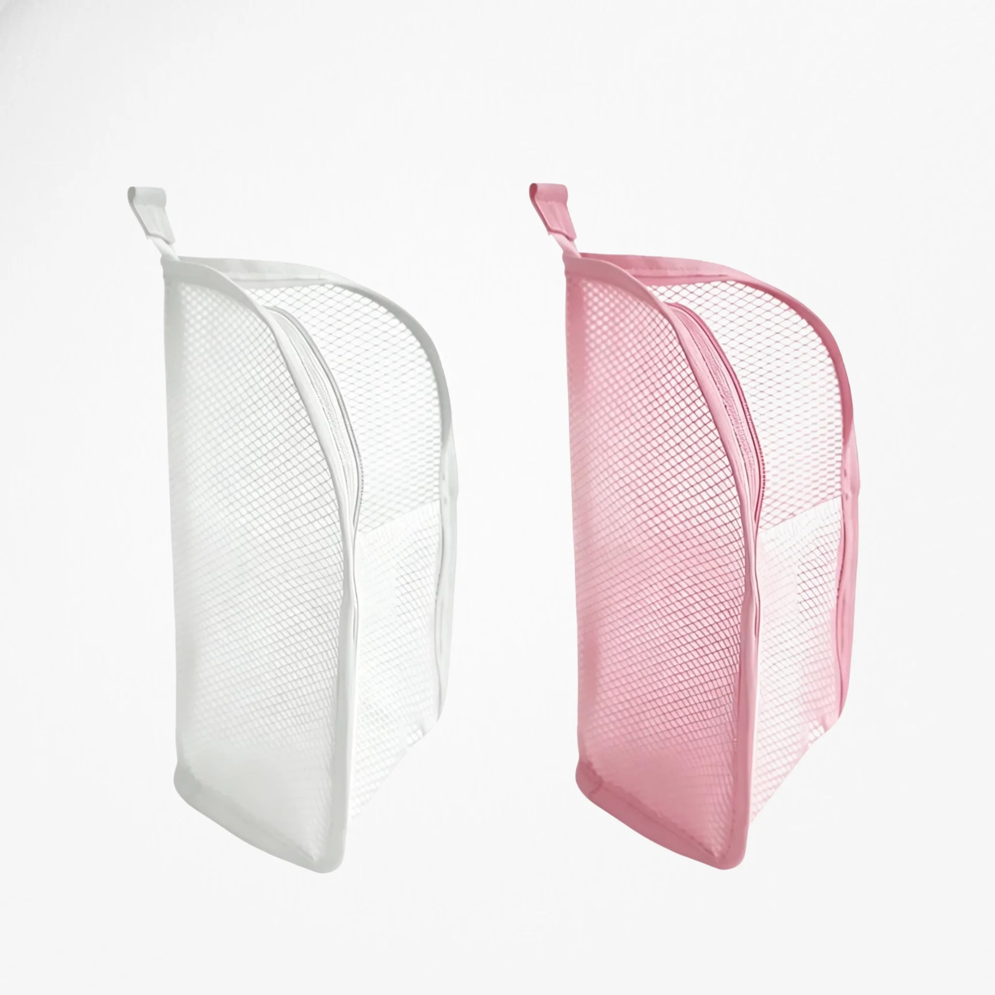 Portable Mesh Standing Toiletry Bag, Lightweight Foldable Clear Hanging Travel Organiser for Toothbrush & Travel