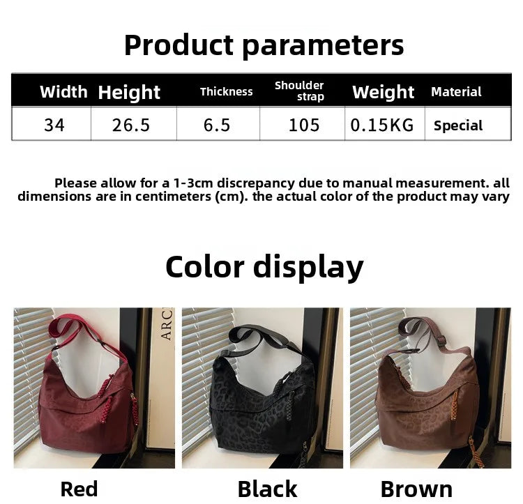 Women Fashion Leopard Print Crossbody Bag Large Capacity Hobo Shoulder Bag for Daily Commute Casual Outfit Armpit Bag