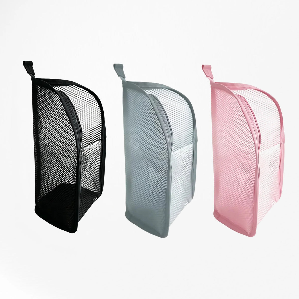 Portable Mesh Standing Toiletry Bag, Lightweight Foldable Clear Hanging Travel Organiser for Toothbrush & Travel