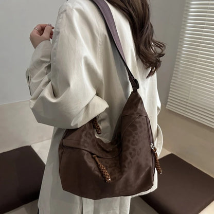 Women Fashion Leopard Print Crossbody Bag Large Capacity Hobo Shoulder Bag for Daily Commute Casual Outfit Armpit Bag