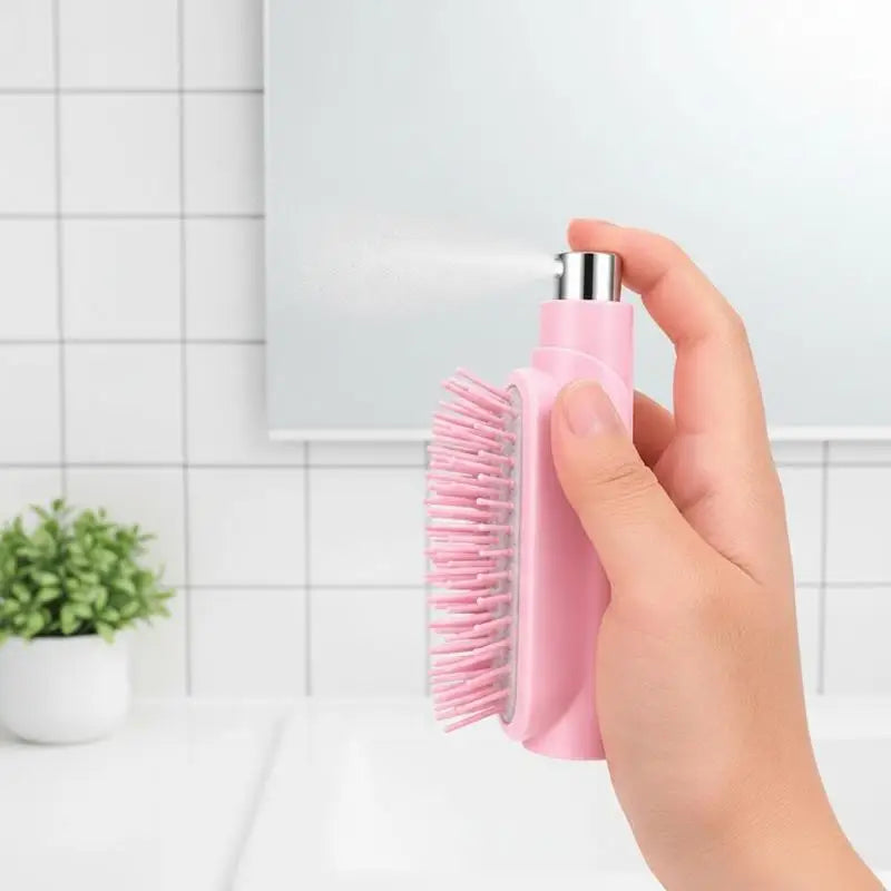 Portable Hair Brush with Built-in Fine Mist Spray Anti-frizz Quick Hydration Tool for Women Travel Daily Hair Styling
