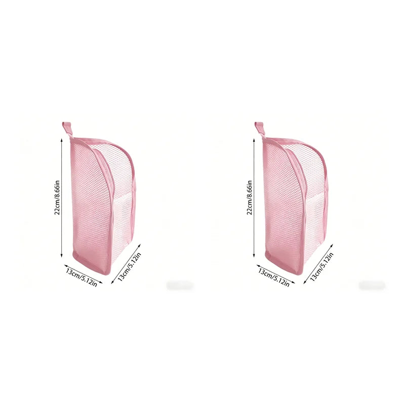 Portable Mesh Standing Toiletry Bag, Lightweight Foldable Clear Hanging Travel Organiser for Toothbrush & Travel