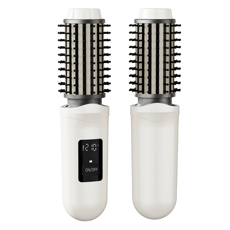 Portable Cordless Ionic Hot Comb, USB Rechargeable Hair Straightener Brush, 2 In 1 Curler Anti Damage Home Salon Styling Tool