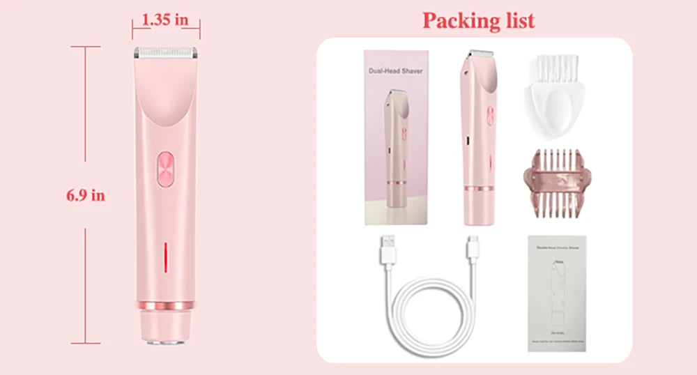 Electric Razors for Women 2 in 1 Electric Shaver for Pubic Hair Trimmer IPX7 Waterproof Wet&Dry Use Bikini Shaver for Body
