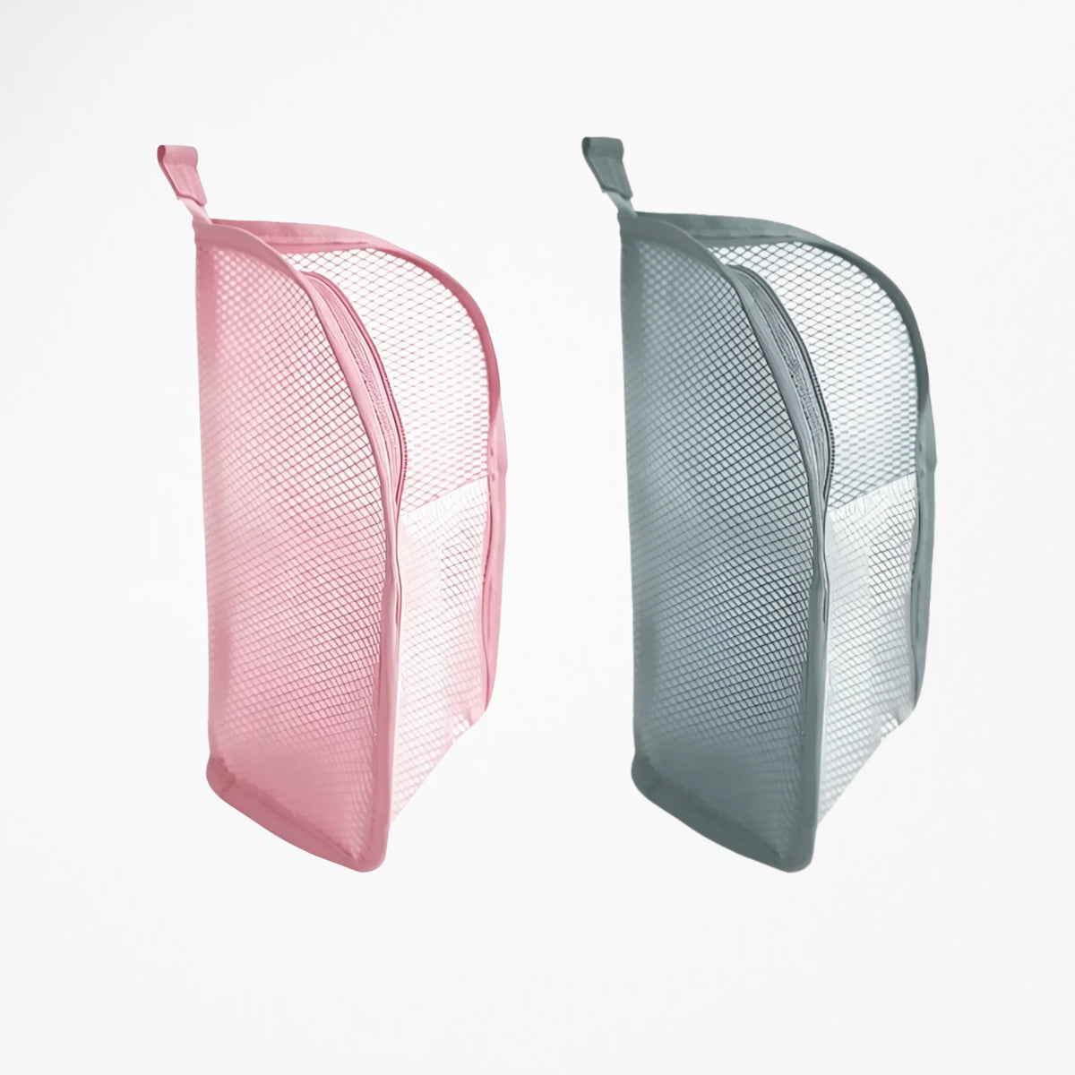 Portable Mesh Standing Toiletry Bag, Lightweight Foldable Clear Hanging Travel Organiser for Toothbrush & Travel